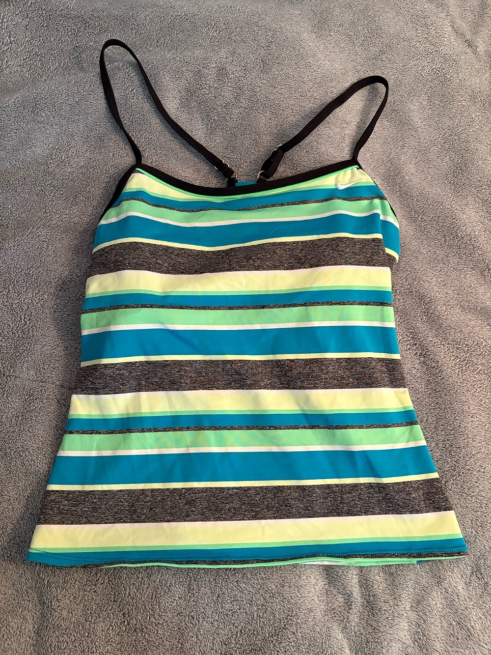 NIKE Women’s Y2K Tankini Swim Top Size 10 (Medium) Stripes Beachy Pool Swimming